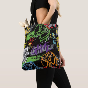Neon-Graffiti-Gaming-Muster Tasche