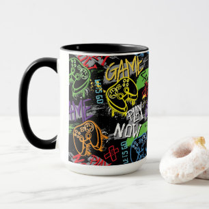 Neon-Graffiti-Gaming-Muster Tasse