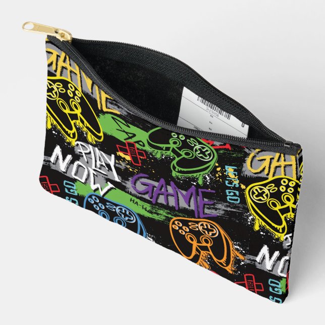 Neon-Graffiti-Gaming-Muster Zubehörtasche (Offen)