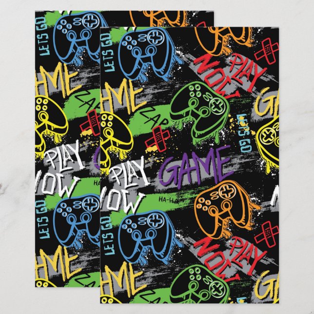 Neon Graffiti Gaming Pattern (Vorne/Hinten)