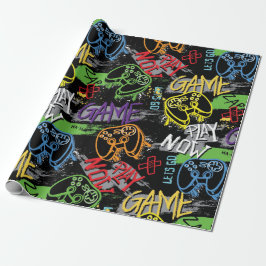 Neon Graffiti Gaming Pattern Geschenkpapier