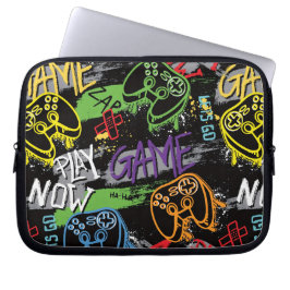 Neon Graffiti Gaming Pattern Laptopschutzhülle