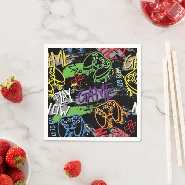 Neon Graffiti Gaming Pattern Serviette (Beispiel)