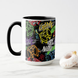 Neon Graffiti Gaming Pattern Tasse