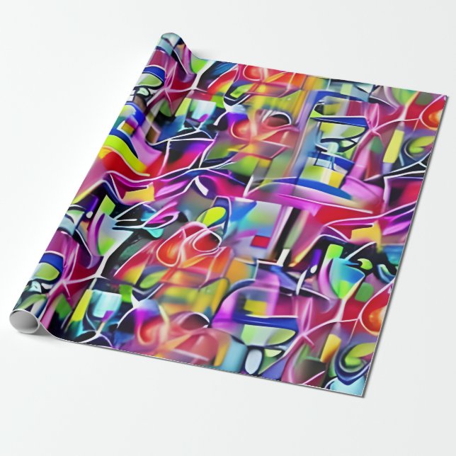 Neon Graffiti Geschenkpapier (Ungerollt)