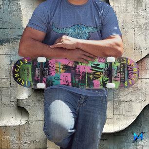 Neon-Graffiti-inspiriert mit abstrakter Street-Vib Skateboard