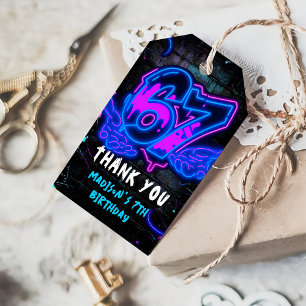 Neon-Graffiti-Sechs-Sieben-7.-Geburtstags-Geschenk Geschenkanhänger