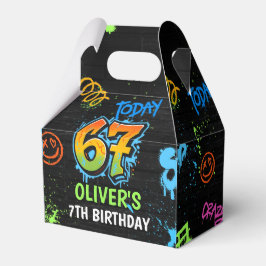 Neon Graffiti Six Seven Kids 7th Birthday Party Geschenkschachtel