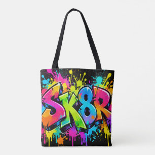 Neon Graffiti SK8R-Tragetasche Bunte urbane Skater Tasche