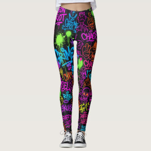 Neon-Graffiti-Street-Art-Collage-Muster Leggings