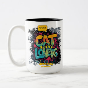 Neon Graffiti-Typografie Katzenliebhaber Pop-Art Zweifarbige Tasse