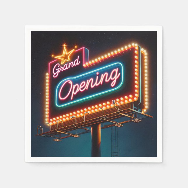 Neon Grand Opening Billboard Serviette (Vorderseite)