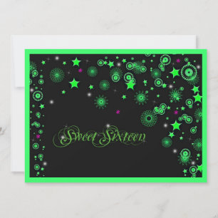 Neon Green 16 . Geburtstag Einladung