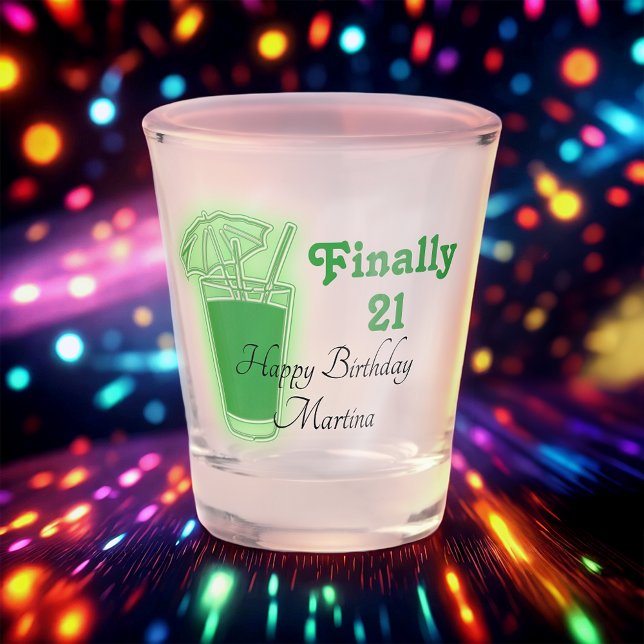 Neon Green 21. Geburtstag Schnapsglas (Von Creator hochgeladen)