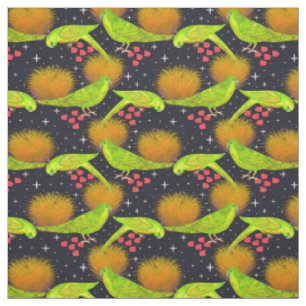 Neon green Australian Parrots Stoff