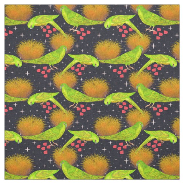 Neon green Australian Parrots Stoff (Muster)