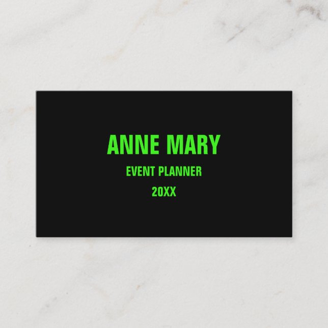 Neon Green Black Custom Color Weddings Moderne Coo Visitenkarte (Vorderseite)