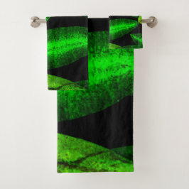 Neon Green Blätter Art. Jetzt kaufen Badhandtuch Set