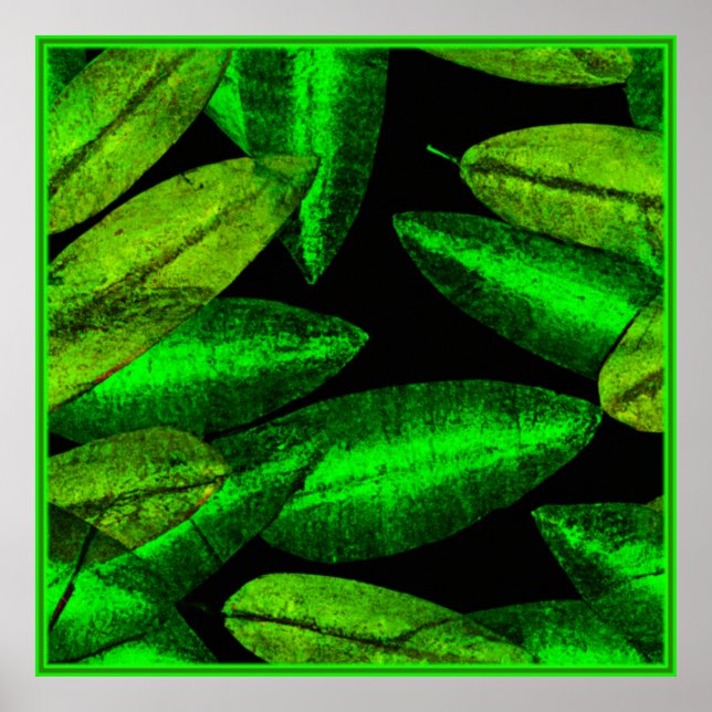 Neon Green Blätter Art. Jetzt kaufen Poster (Vorne)