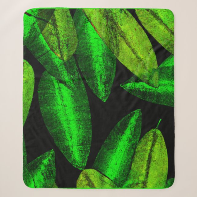 Neon Green Blätter Art. Jetzt kaufen Sherpadecke (Vorderseite)
