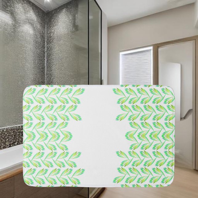 Neon Green Blätter - Fraktal Art, Badematte (Von Creator hochgeladen)