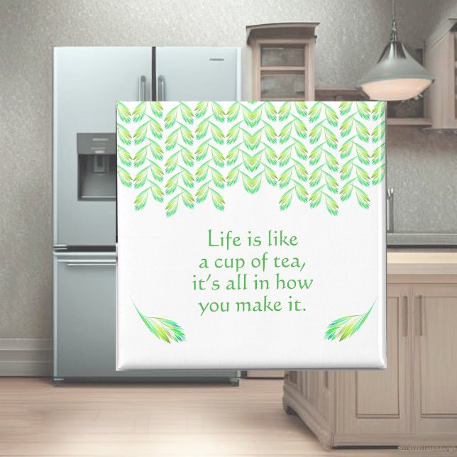 Neon green Blätter - Fraktal Art, irisches Sprichw Magnet (Von Creator hochgeladen)