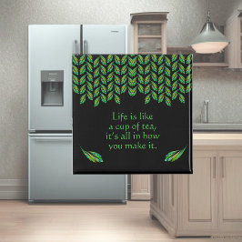 Neon green Blätter - Fraktal Art, irisches Sprichw Magnet