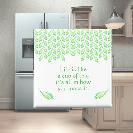 Neon green Blätter - Fraktal Art, irisches Sprichw Magnet