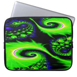 Neon Green, Blau, Schwarz, Weiß Swirbel im verstec Laptopschutzhülle