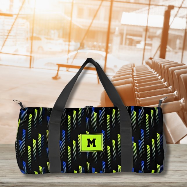 Neon Green Blue Abstrakt Geometric Gym Sports Duffle Bag (Von Creator hochgeladen)