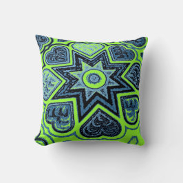 'Neon Green & Blue Liebe' Drehkissen Kissen