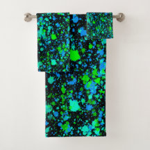 Neon Green Blue Paint Spritzer Retro