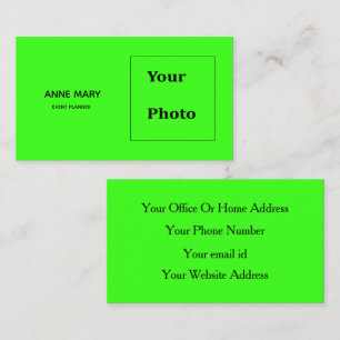Neon Green Bright farbenfrohe Foto Name Cool Visitenkarte