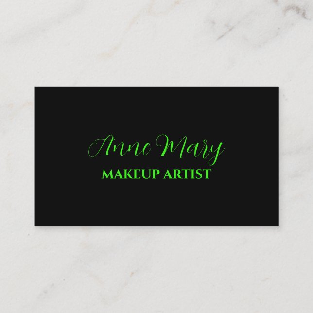 Neon Green Bright Script Makeup Artist Salon 2023 Visitenkarte (Vorderseite)