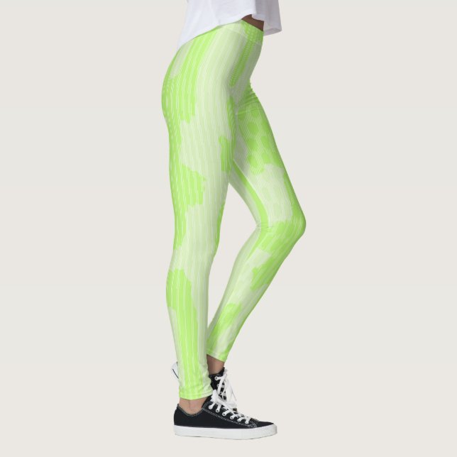 Neon Green Camouflage Inspiriert Abstrakte Legging Leggings (Rechts)