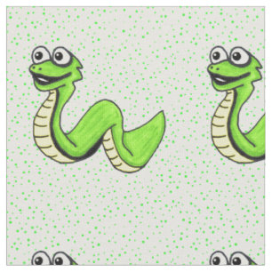 Neon Green Cartoon Snake Green Polka Dots lächeln Stoff