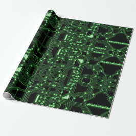 Neon Green Circuit Board | Benutzerdefiniert Geschenkpapier