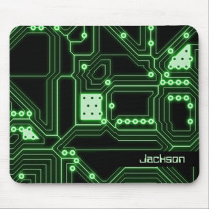 Neon Green Circuit Board   PERSONALISIERT Mousepad