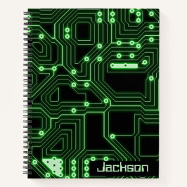 Neon Green Circuit Board | Personalisierte Spirale Notizbuch