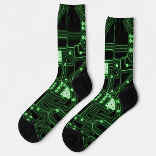 Neon Green Circuit Board Socken