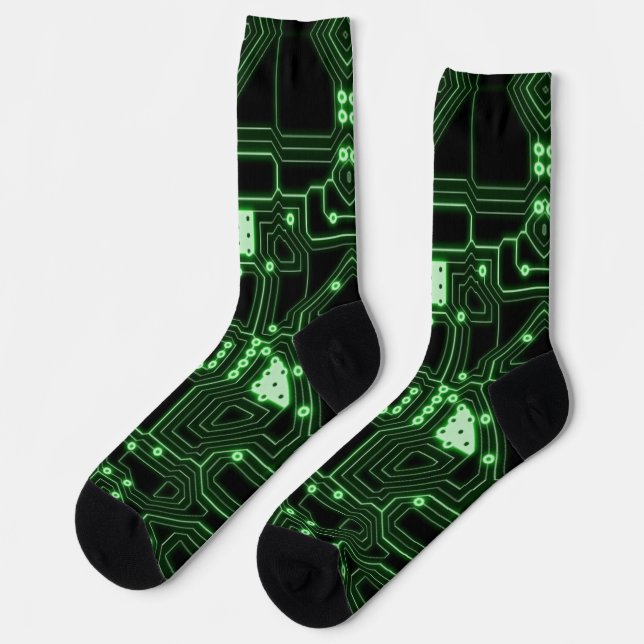 Neon Green Circuit Board Socken (Linkes Detail)