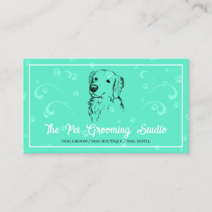 Neon Green Classy Art Haustier Hund Golden Retriev Visitenkarte