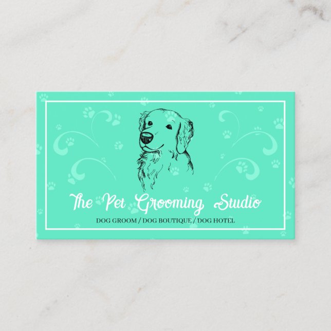 Neon Green Classy Art Haustier Hund Golden Retriev Visitenkarte (Vorderseite)