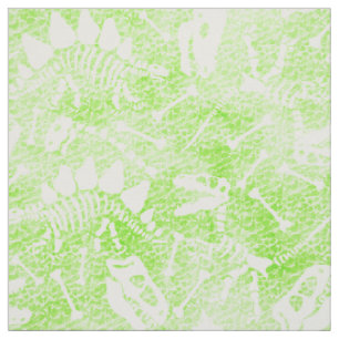 Neon Green Dinosaur Fossil Prähistorische Knochen Stoff