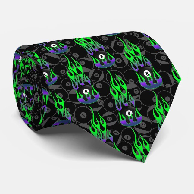 Neon Green Eight Ball Krawatte (Gerollt)