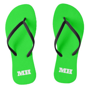 Neon Green Elegant Minimalistisch Color Schlicht B Flip Flops