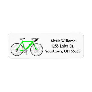 Neon-Green-Fahrrad auf weißem Etikett