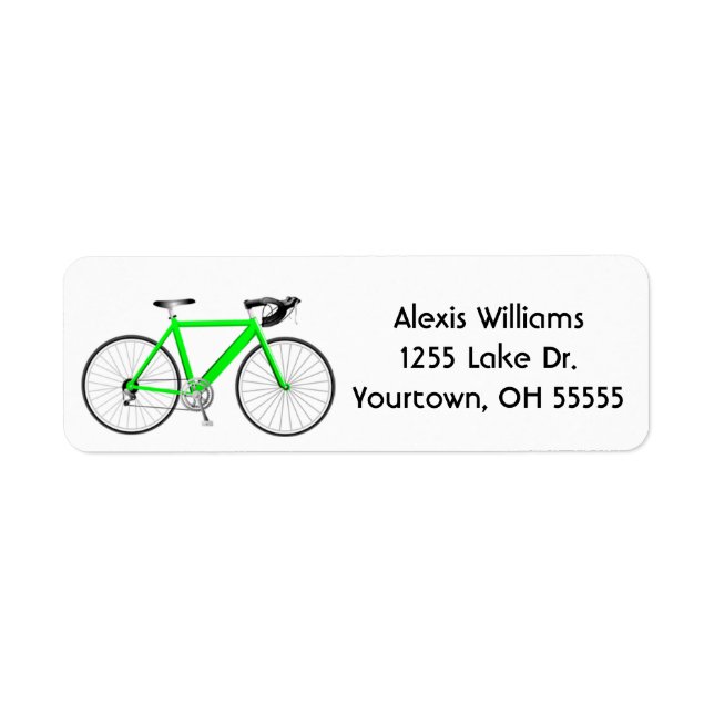 Neon-Green-Fahrrad auf weißem Etikett (Vorne)
