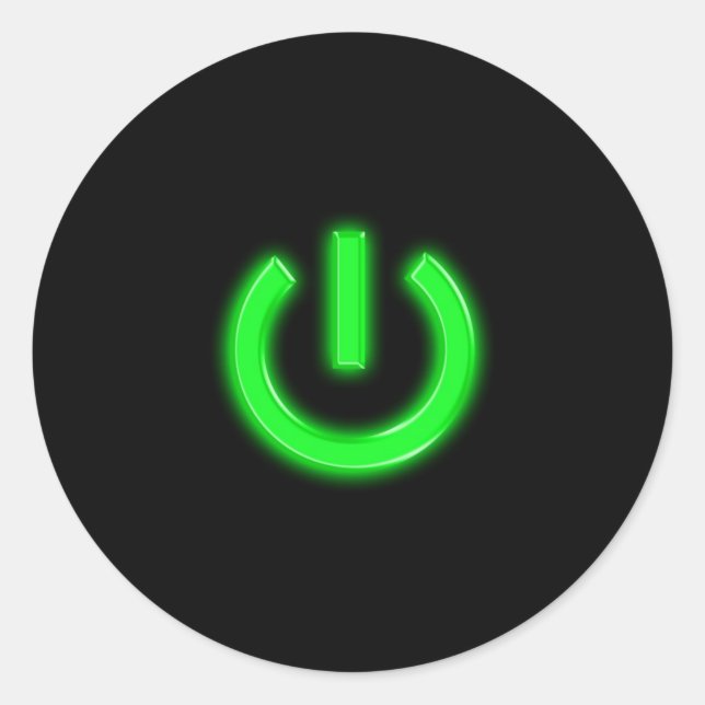 Neon Green Flourescent Power Button Runder Aufkleber (Vorderseite)