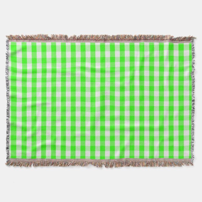 Neon Green Gingham Pattern von Shirley Taylor Decke (Vorderseite)